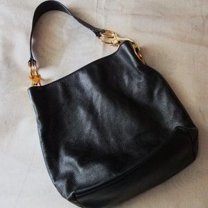 Designer Jean-Pierre Klifa black leather bucket handbag